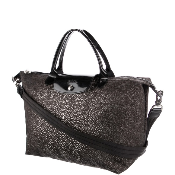 Longchamp Handbags - Stunning limited edition Longchamp Black Tote Bag with patent leather